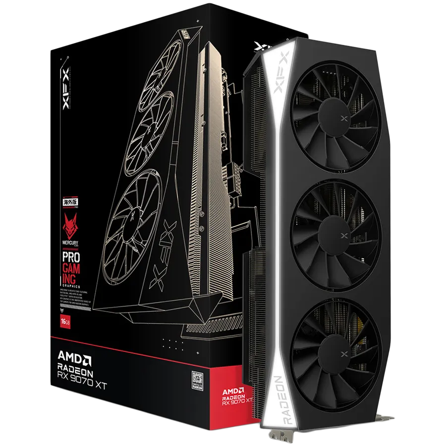 XFX Mercury AMD Radeon RX 9070XT Gaming Edition with 16GB GDDR6 HDMI 3xDP, AMD RDNA 4 Slika 1