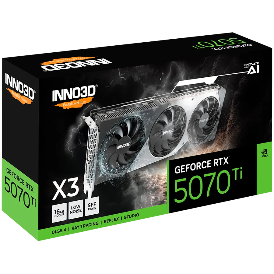 INNO3D NVIDIA RTX 5070 Ti X3 OC 16GB GDDR7 256 bit, 2482MHz / 28Gbps, 3x DP, 1x HDMI, 3 fan 2 slots Slika 3