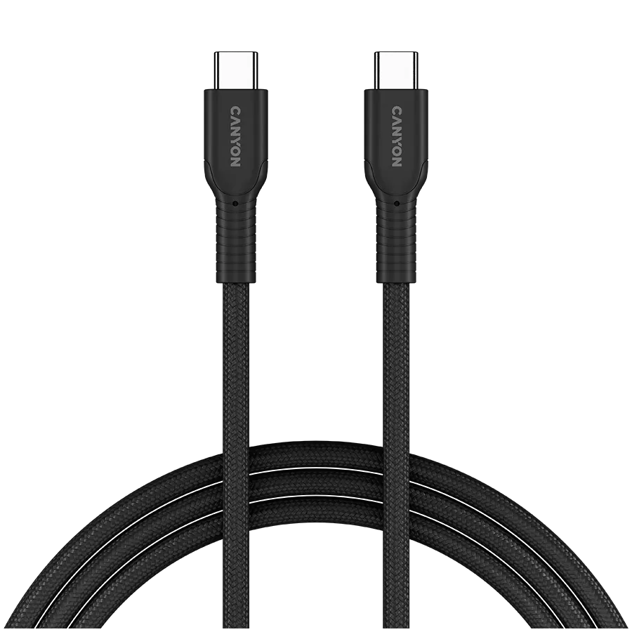 CANYON cable OnWire 60CL C-C 60W COLOR Braided 1m Black Slika 1