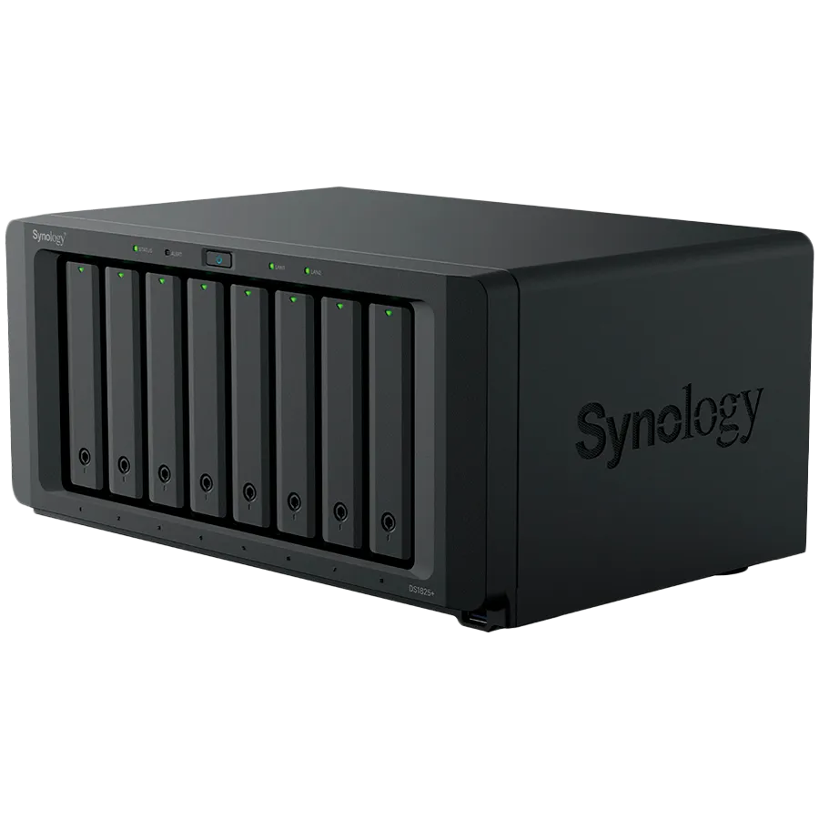 Synology DiskStation DS1825+, Tower, 8-BAY 3.5'' SATA HDD/SSD,  2xM.2 2280 NVMe SSD, CPU AMD Ryzen Quad-Core 2.2 GHz, 8GB DDR4, 2xRJ-45 2.5GbE LAN Port, 3xUSB 3.2, 2 x USB-C expansion ports (Expandable to 18 Bays with 2 x DX525), 1xGen3 x8 PCIe,3y Slika 2