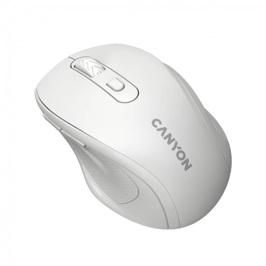 Canyon 6 buttons wireless 2.4Ghz mouse, MX8650A Sensor, DPI up to 1600,Injection case, 3 M life times left and right switches, 2xAAA battery, ABS material, Size: 105x71x40mm, Weight: 59g, white Slika 3
