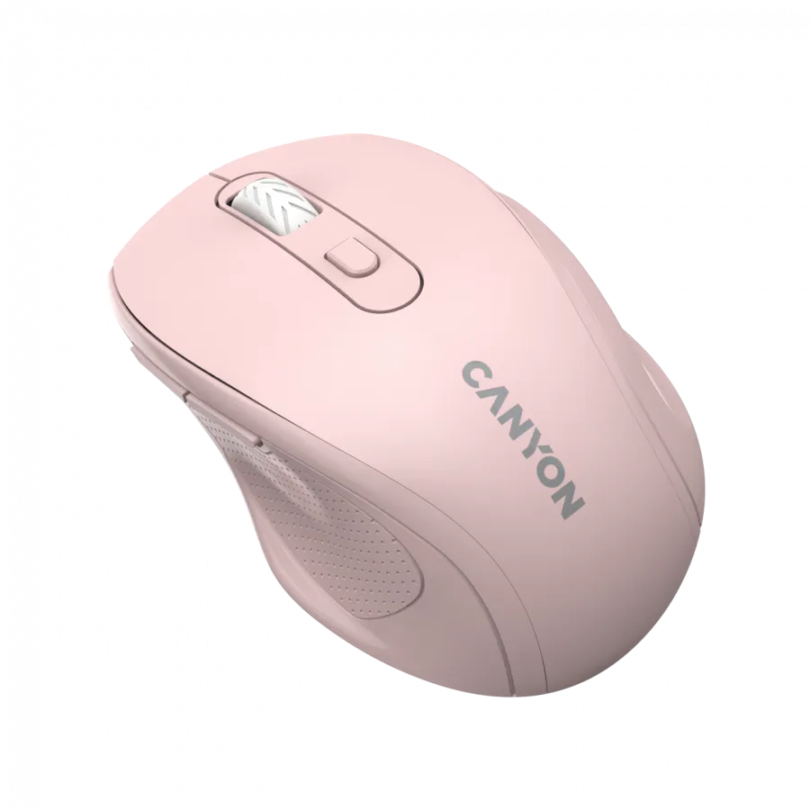 Canyon 6 buttons wireless 2.4Ghz mouse, MX8650A Sensor, DPI up to 1600,Injection case, 3 M life times left and right switches, 2xAAA battery, ABS material. Size: 105x71x40mm, Weight: 59g, Pink Slika 3