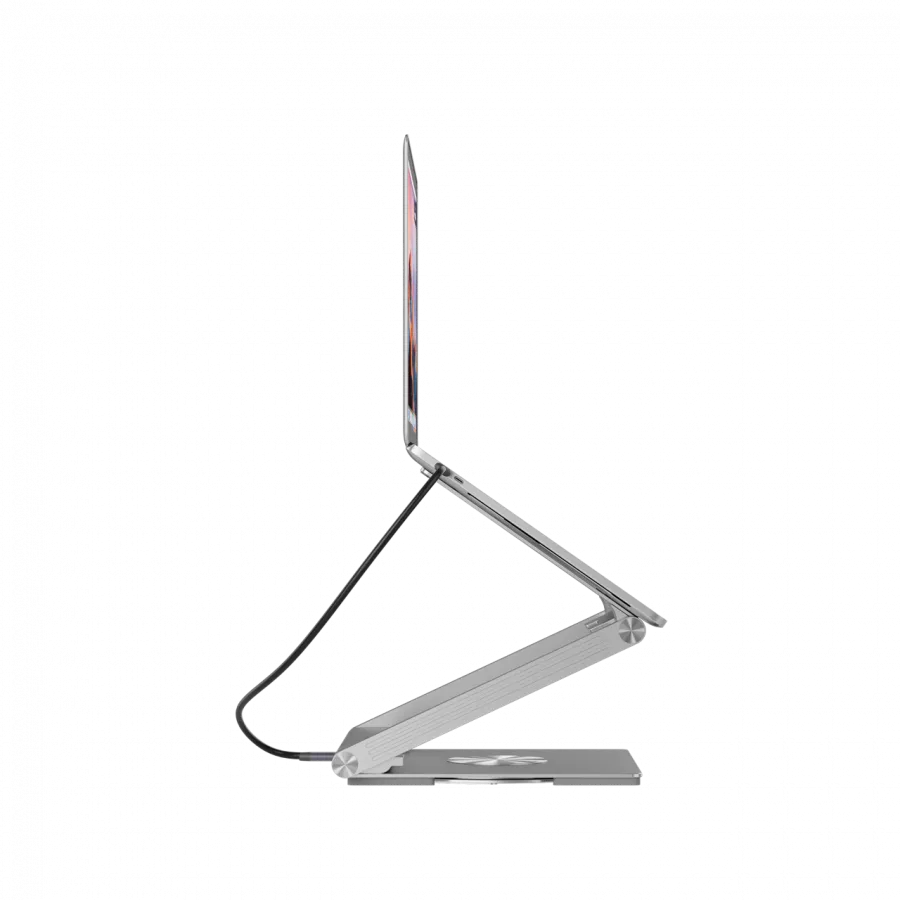 Canyon Laptop stands with hub, TYPE C F to HDMI2.0+2USB3.0+USBC3.0+RJ45+PD, TYEP C TO C cable 1m white with Emarker: HUSB332A, Material: Aluminum case+ABS+PS, Size: 245x240x27.2+/-0.3mm, Weight:1304g Slika 3