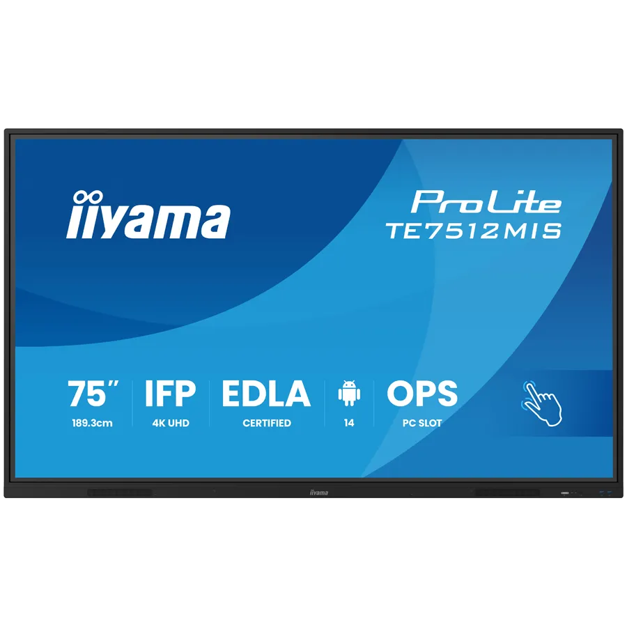 75" iiWare13E , Android 14, 8/128GB, 40-Points PureTouch IR with Zero Gap - Air bonding, 3840x2160, UHD VA panel, Fan-less, Speakers 2x 20W front, VGA, HDMI 2x HDMI-out, 2x USB-C max 65W PD), Audio mini-jack and Optical Out (S/PDIF), USB Touch Interf Slika 1