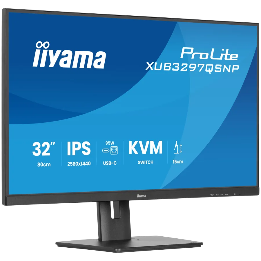 32" IPS panel, 2560x1440, 350 cd/m2, USB-C Dock (LAN/95W PD/DP-OUT, KVM), USB 3x3.2+1xC, 1ms MPRT, 15cm height adj stand, HDMI, DisplayPort, Speakers Slika 3