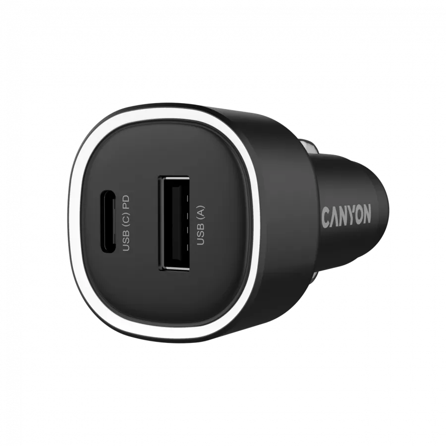 CANYON car charger OnDrive 48 PD 48W USB-A+USB-C Black Slika 2