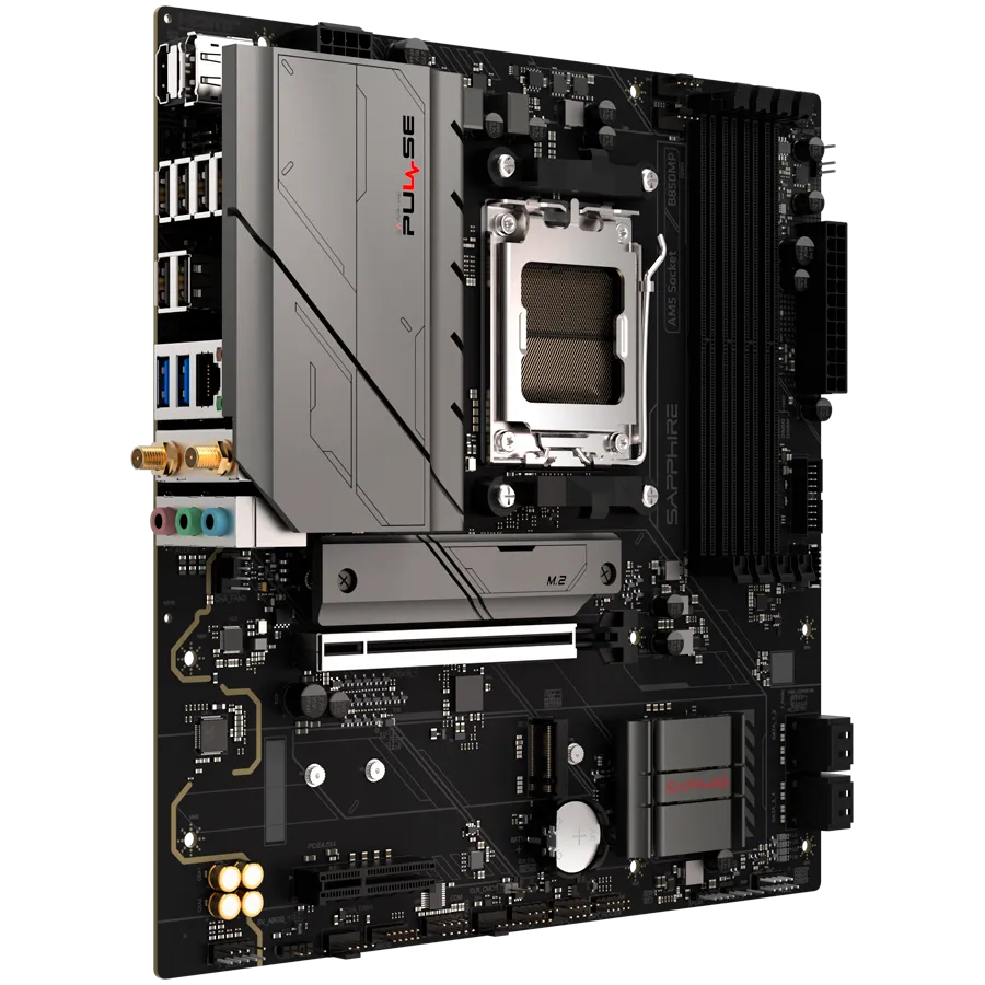 SAPPHIRE AMD B850M AM5 PULSE Ryzen R9/R7/R5, 4x DDR5 7600MHz, PCIE 4.0 x16, 1x M.2 Gen5, 1x M.2 Gen4, LAN 2.5 Gbps, WIFI6, USB, Micro-ATX Slika 2