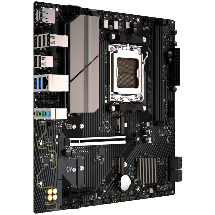 SAPPHIRE AMD B650M-E  AM5 Ryzen R9/R7/R5, 2x DDR5 7600MHz, PCIe 4.0 x16, 1x M.2 Gen5, 1x M.2 Gen4, LAN 2.5 Gbps, Micro-ATX Slika 2