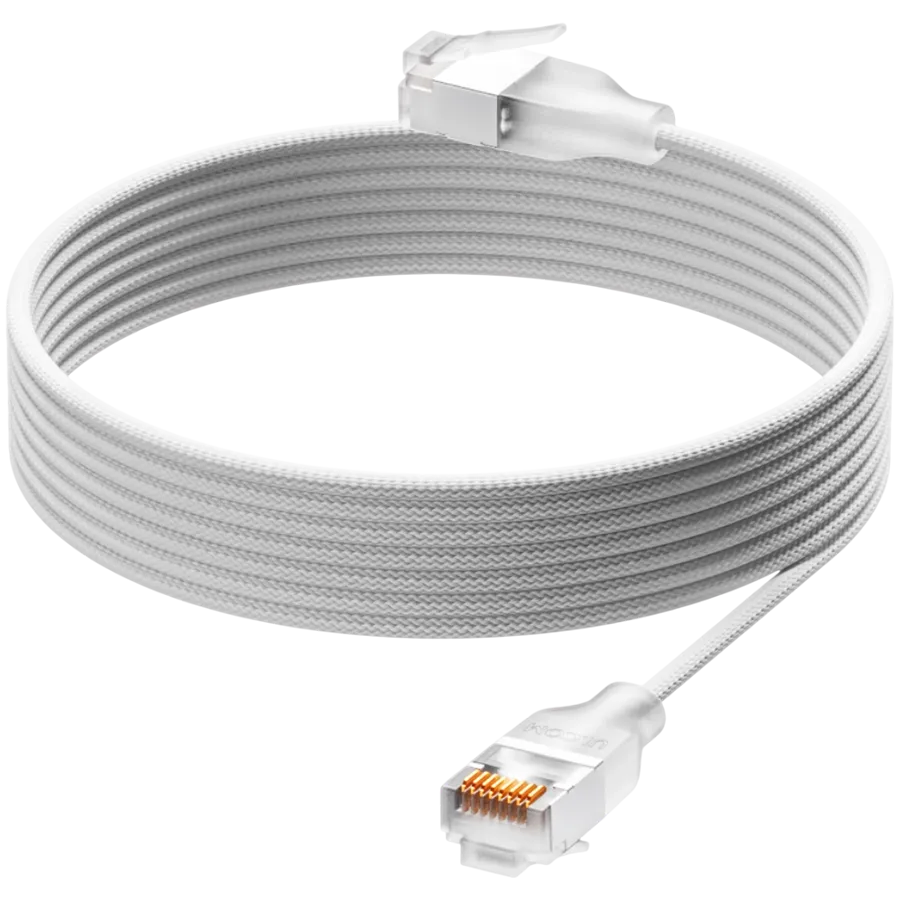 Ubiquiti UACC-Cable-Patch-EL-C6A-0.15M-W Ultra-thin braided patch cable, designed and optimized for 10 GbE networking Translucent booted RJ45 for optimal Etherlighting brightness Slika 1