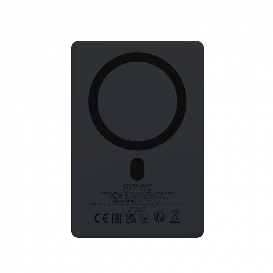 CANYON magnetic power bank OnPower 511 PD20W 10000mAh Aluminium Interstellar Black Slika 4
