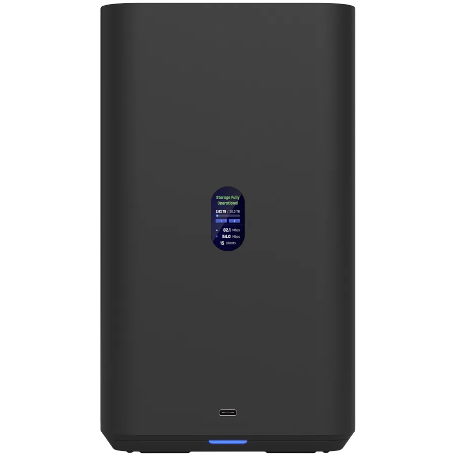 Ubiquiti UniFi UNAS-2-B-EU Network Attached Storage with (2) 3.5inch HDD bays, 2.5 GbE networking, USB-C connectivity, and an included PoE++ adapter, all in a compact footprint, black Slika 3