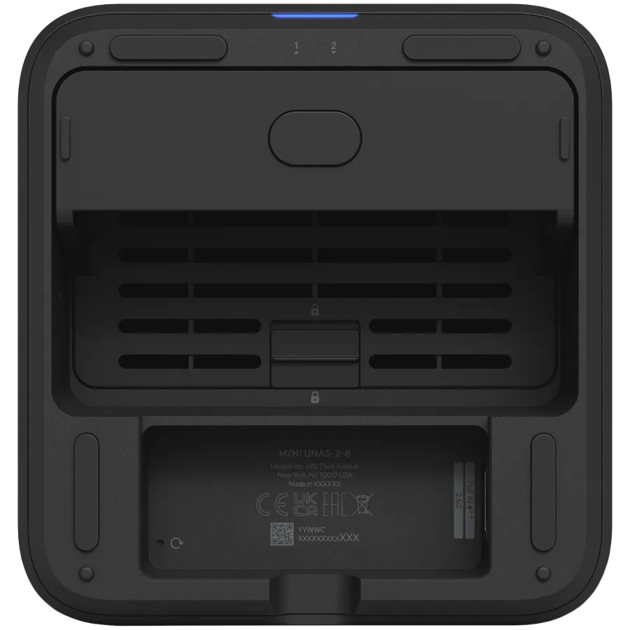 Ubiquiti UniFi UNAS-2-B-EU Network Attached Storage with (2) 3.5inch HDD bays, 2.5 GbE networking, USB-C connectivity, and an included PoE++ adapter, all in a compact footprint, black Slika 4