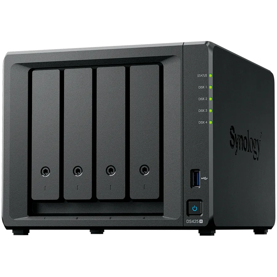 Synology DiskStation DS425+ Tower, 4-Bays 3.5'' SATA HDD/SSD, 2 x M.2 2280 NVMe SSD slot, CPU Intel Celeron J4125  4-core 2.0 GHz, 2 GB DDR4 non-ECC SODIMM, 1x RJ-45 2.5 GbE LAN, 1x RJ-45 1GbE LAN Port; 2x USB 3.2;  2.18 kg; 3yr warranty Slika 2