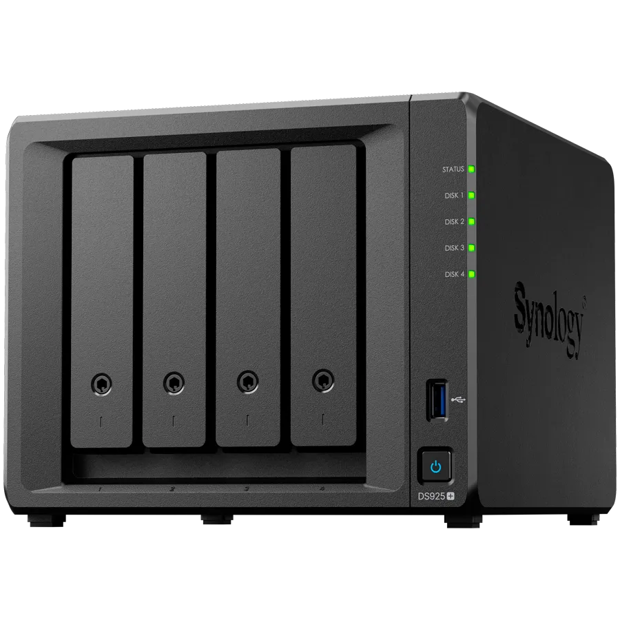 Synology DiskStation DS925+ Tower, 4-Bays 3.5'' SATA HDD/SSD, 2 x M.2 2280 NVMe SSD slot, CPU AMD Ryzen V1500B 4-core 2.2 GHz, 4 GB DDR4 ECC SODIMM, 2x RJ-45 2.5 GbE LAN Port; 2x USB 3.2; 1 xUSB Type-C expansion port; 2.26 kg; 3yr warranty Slika 2