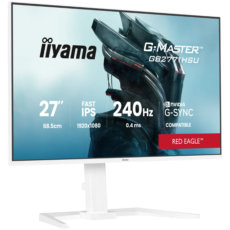 27" WHITE Fast IPS Gaming, G-Master Red Eagle, G-SYNC Compatible, 1920x1080 at 240Hz, 350cd/m2, 2x HDMI, DisplayPort, 0.4ms MPRT, Speakers, USB hub 1x3.2 1x USB-C, Black Tuner, 15cm height adjustable stand Slika 2