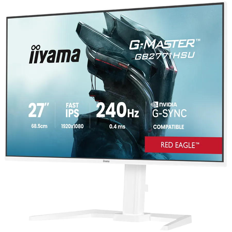 27" WHITE Fast IPS Gaming, G-Master Red Eagle, G-SYNC Compatible, 1920x1080 at 240Hz, 350cd/m2, 2x HDMI, DisplayPort, 0.4ms MPRT, Speakers, USB hub 1x3.2 1x USB-C, Black Tuner, 15cm height adjustable stand Slika 3