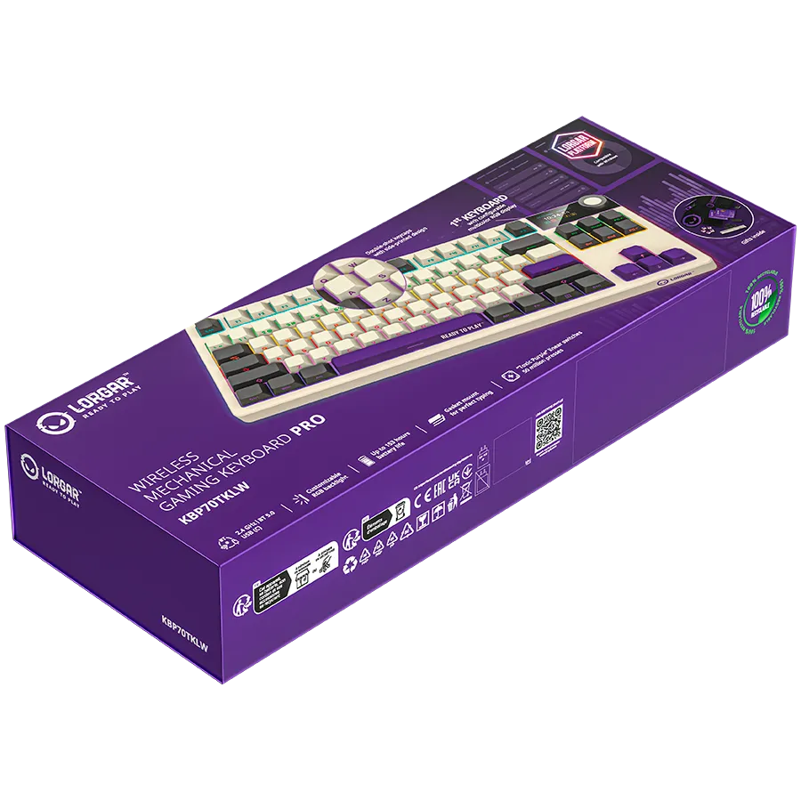 LORGAR KBP70TKLW, Wireless TKL Mechanical Gaming Keyboard Pro, Beige, EN layout Slika 9