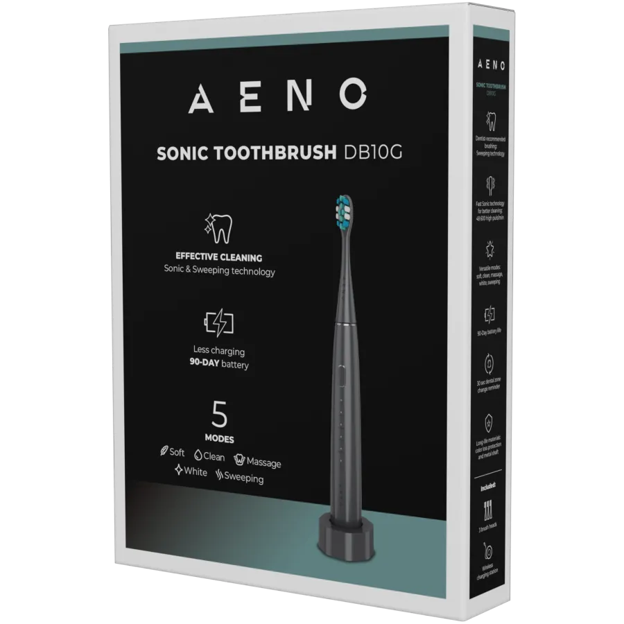 Wireless Tooth Brush, Grey, 3 Brush Heads, 1400mAh, Function: Soft, Clean, Massage, White, Sweep Slika 8