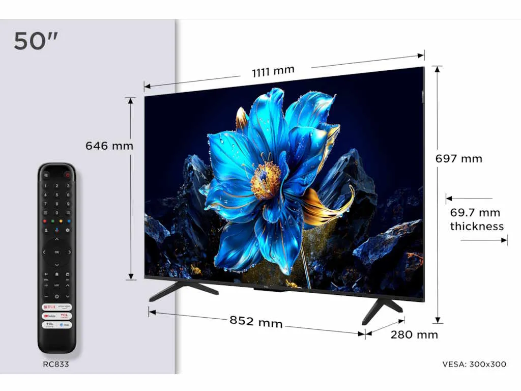 Televizor TCL 50P7K/QLED/50"/4K UHD/60Hz/Google TV/crna Slika 3