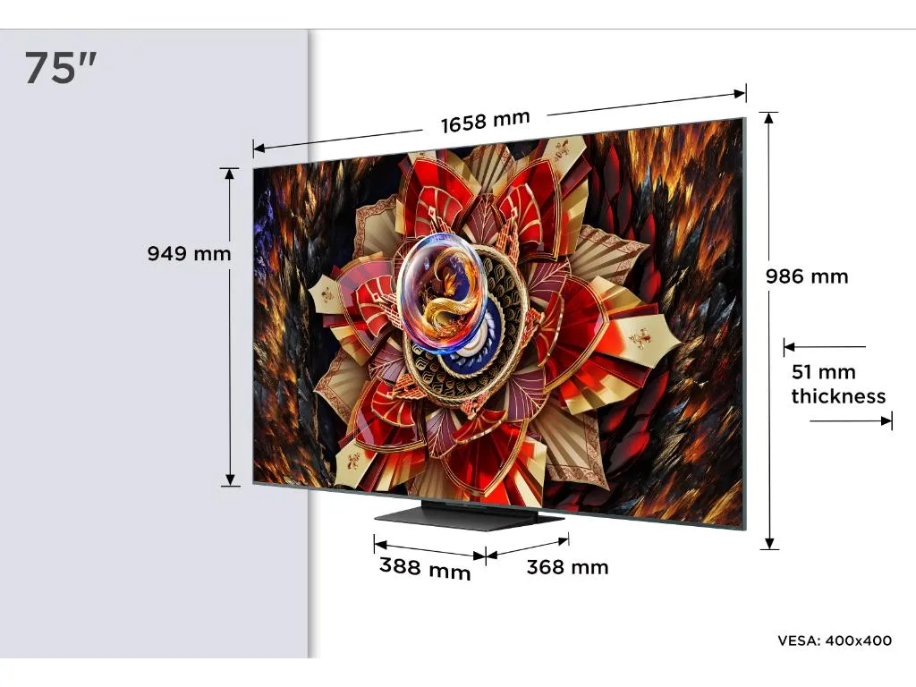 Televizor TCL 75C9K/MiniLED-QLED/75"/4K UHD/144Hz/Google TV/crna Slika 2