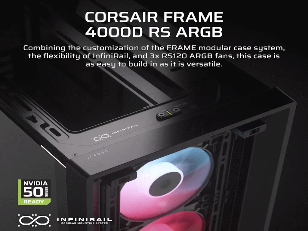 Corsair Kucište CORSAIR FRAME 4000D RS ARGB Mid-Tower/ATX/kaljeno staklo/bez napajanja/crna Slika 10