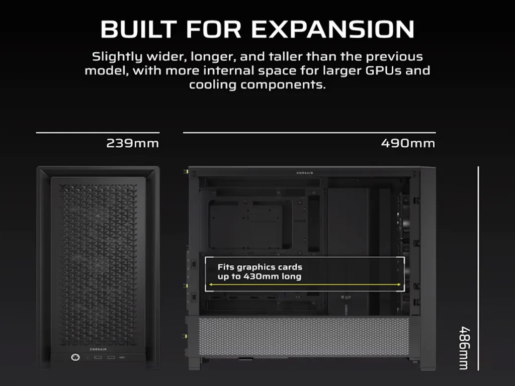 Corsair Kucište CORSAIR FRAME 4000D RS Mid-Tower/ATX/kaljeno staklo/bez napajanja/crna Slika 2