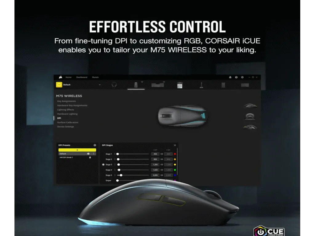 Miš CORSAIR M75 bežicni/CH-931D010-EU/RGB/gaming/crna Slika 8