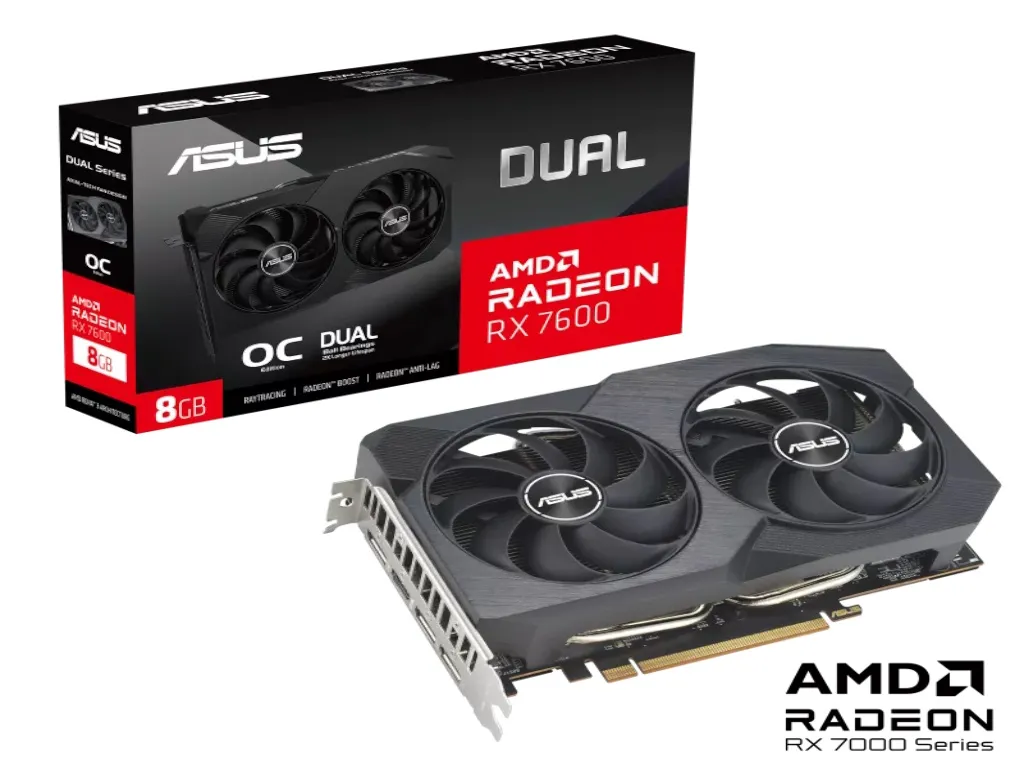 Asus Graficka karta ASUS DUAL-RX7600-08G-V2 AMD/8GB/GDDR6/128bit/crna Slika 1