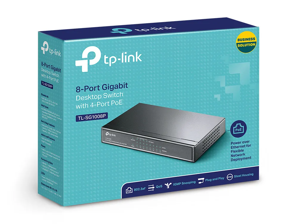 Switch TP-LINK TL-SG1008P Gigabit/8x RJ45/10/100/1000Mbps/4x PoE/Desktop metalno kuciste Slika 3