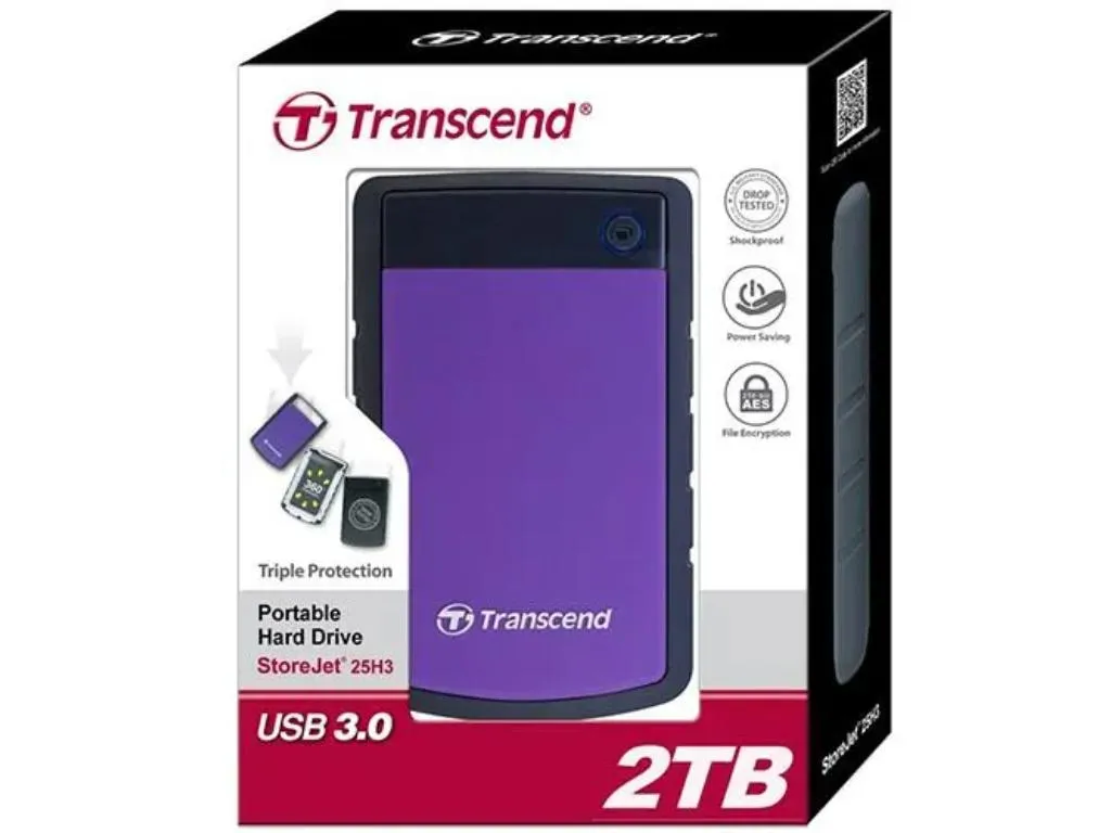 Hard disk TRANSCEND TS2TSJ25H3P eksterni/2TB/2.5"/USB 3.0/ljubicasta Slika 1