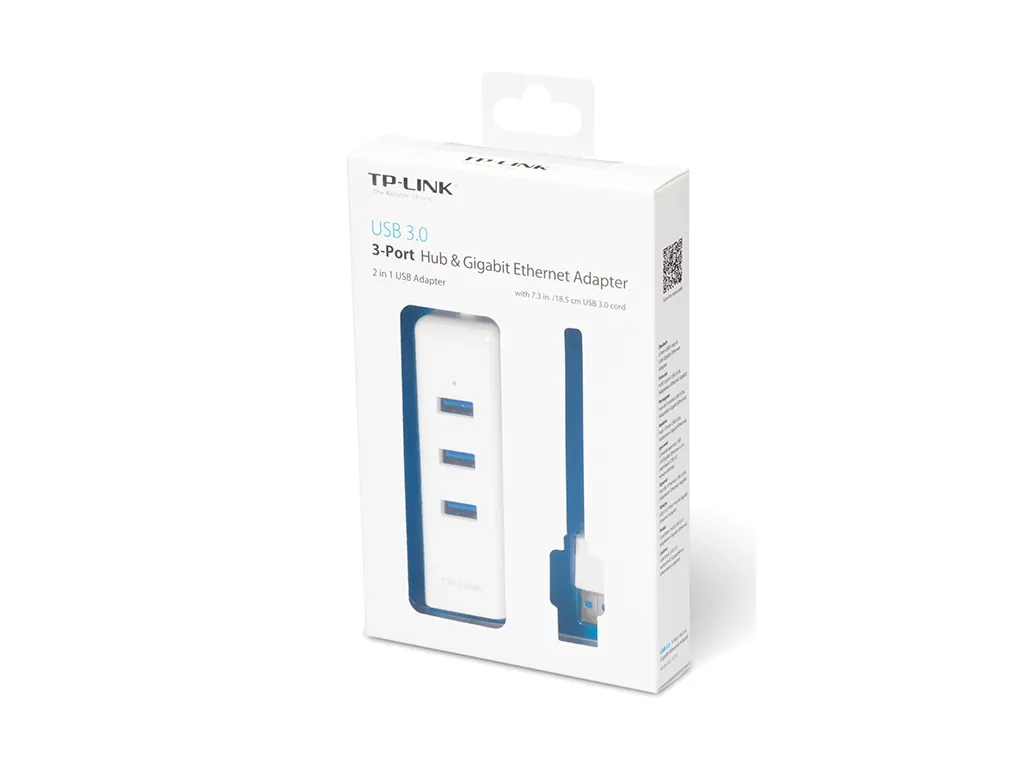 Adapter TP-LINK UE330 USB 3.0 to RJ-45 Gigabit Ethernet Network/1x LAN/3x USB 3.0 Hub Slika 2