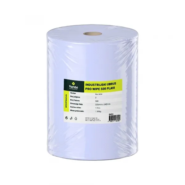 Verde papir Ubrus industrijski VERDE Pro Wipe 500 list., 340x325mm, plavi Slika 1