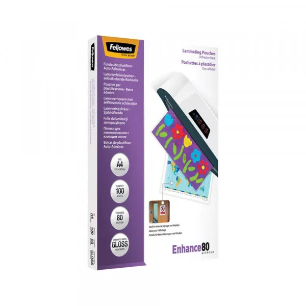 Folija za plastifikaciju A4 80mic sjajna samolepljiva Fellowes 5302202 Slika 1