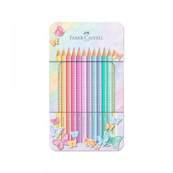 Drvene bojice Faber Castell Grip Sparkle pastel metalna kutija 1/12 201910 Slika 1