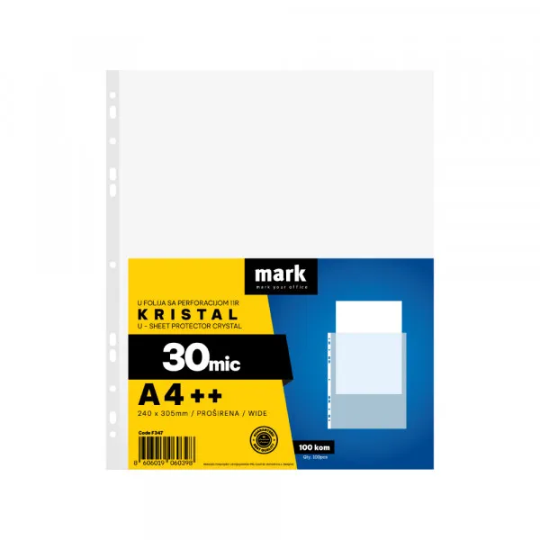 Mark folije U folija 30 mic 1/100 MARK A4++ kristal 240x305mm Slika 1