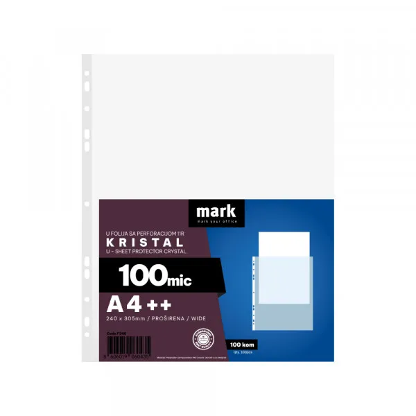 Mark folije U folija 100 mic 1/100 MARK A4 kristal 240x305mm Slika 1