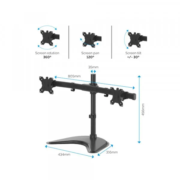 Nosač Monitora Fellowes Profesional Series Freestanding Dual Horizontal 8043701 Slika 3