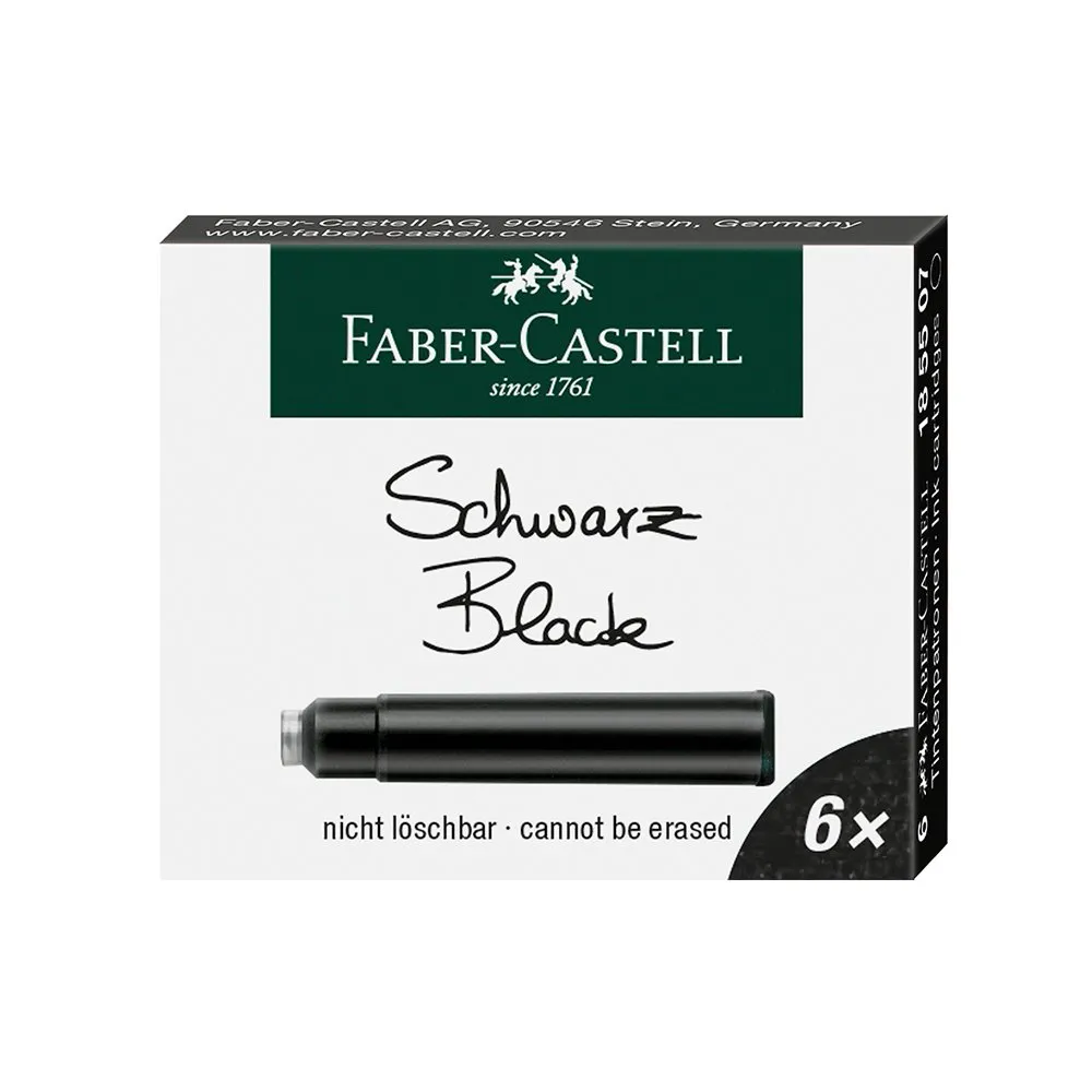 Patrone za naliv pero Faber Castell 1/6 crna 185507 Slika 1