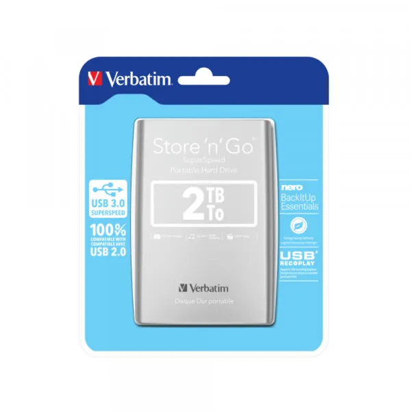 Eksterni hard disk Verbatim 2.5 2TB 3.0 srebrni Slika 3