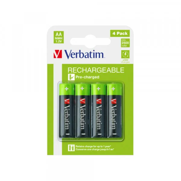 Baterija LR 6 punjiva Verbatim AA 1/4 blister 2500mAh Slika 1