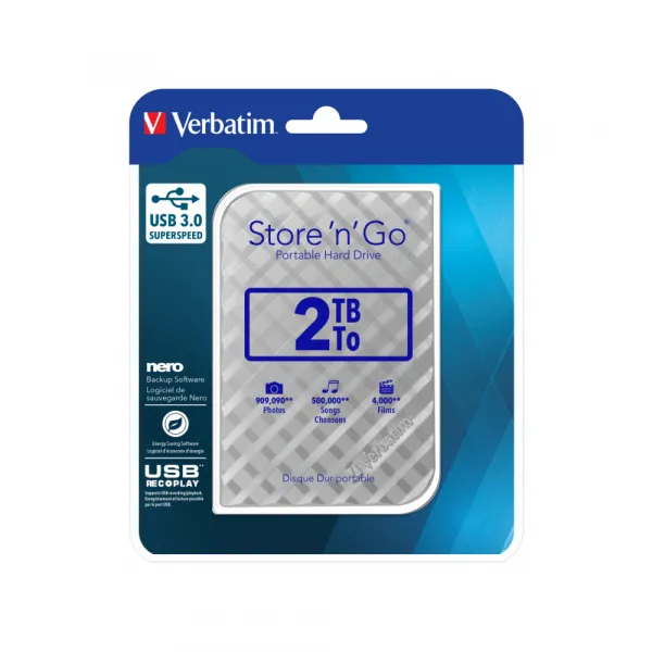 Eksterni hard disk Verbatim StoreNGo 2TB 3.0 srebrni Slika 2