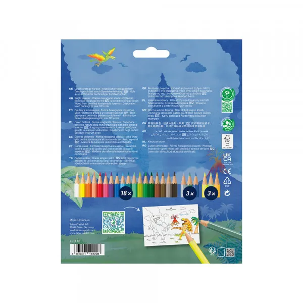 Drvene Bojice Faber Castell Dino Klasik 1/10 +3 met+3 neon + stikeri 111213 Slika 3