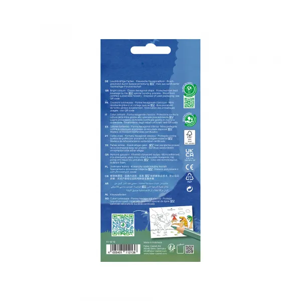 Drvene Bojice Faber Castell Dino Klasik 1/10 +3 met+3 neon + stikeri 111213 Slika 2