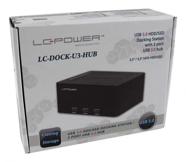 LC Power HDD D. Station dual bay LC-DOCK-U3-HUB 2xSSD/HDD, Black ,3x USB3.0 HUB Slika 3