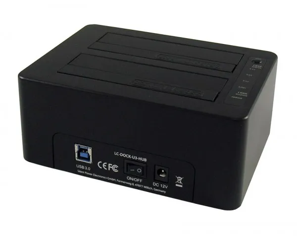 LC Power HDD D. Station dual bay LC-DOCK-U3-HUB 2xSSD/HDD, Black ,3x USB3.0 HUB Slika 1