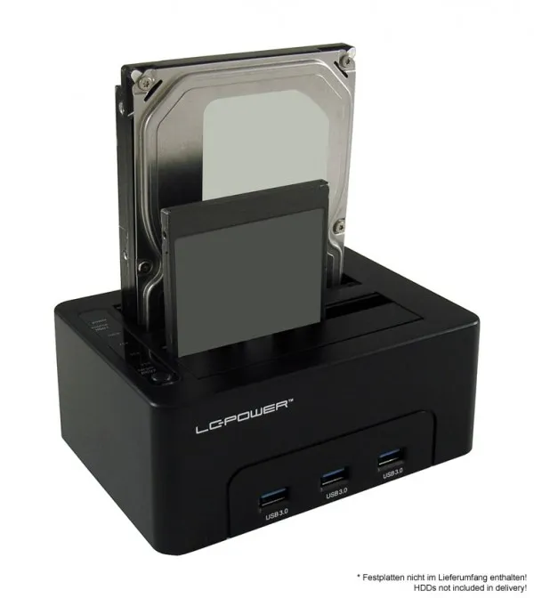 LC Power HDD D. Station dual bay LC-DOCK-U3-HUB 2xSSD/HDD, Black ,3x USB3.0 HUB Slika 4