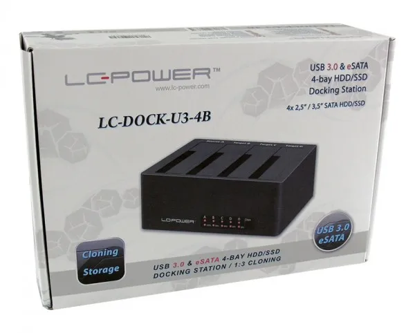 LC Power HDD D. Station 4-bay LC-DOCK-U3-4B 4xSSD/HDD, Black, USB 3.0/eSATA - Image 3