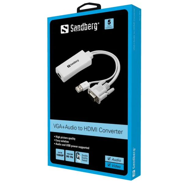 Adapter konverter Sandberg VGA + Audio - HDMI FHD 508-78 Slika 2
