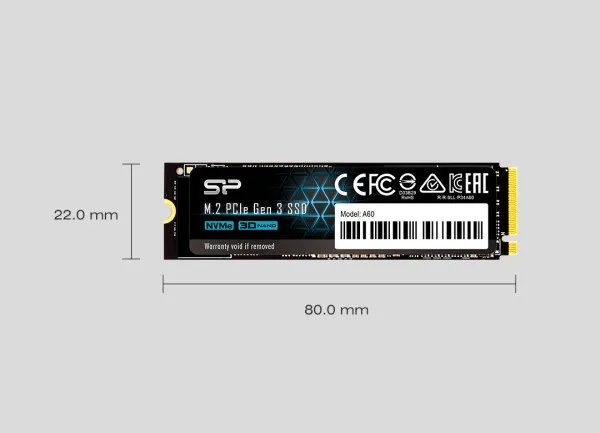 SILICON POWER SSD M.2 NVMe Silicon Power A60 Gen 3 256GB, 2100MB/s/1200MB/s SP256GBP34A60M28 Slika 2