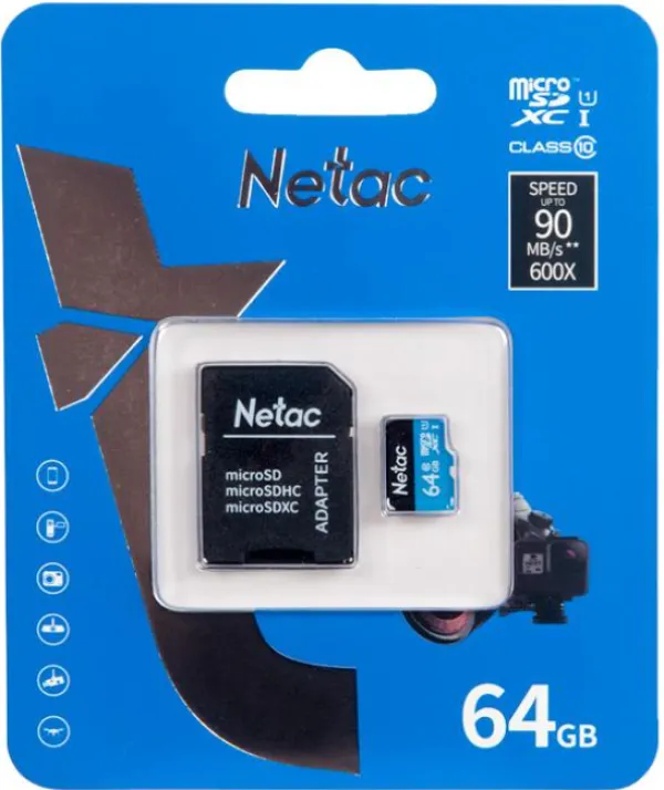 Micro SDXC Netac 64GB P500 Standard NT02P500STN-064G-R + SD adapter Slika 1